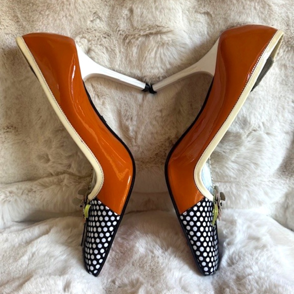 Floral + Polka Dot NICOLE MILLER COUTURE Pumps 7.5 [VINTAGE - NWT] - Picture 4 of 7
